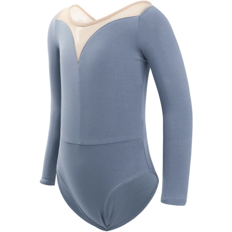 Ropa de baile para niños ropa de práctica para Niñas Ropa de clasificación de manga larga para niños gris entrepierna abierta Ropa de baile chino ropa de rendimiento