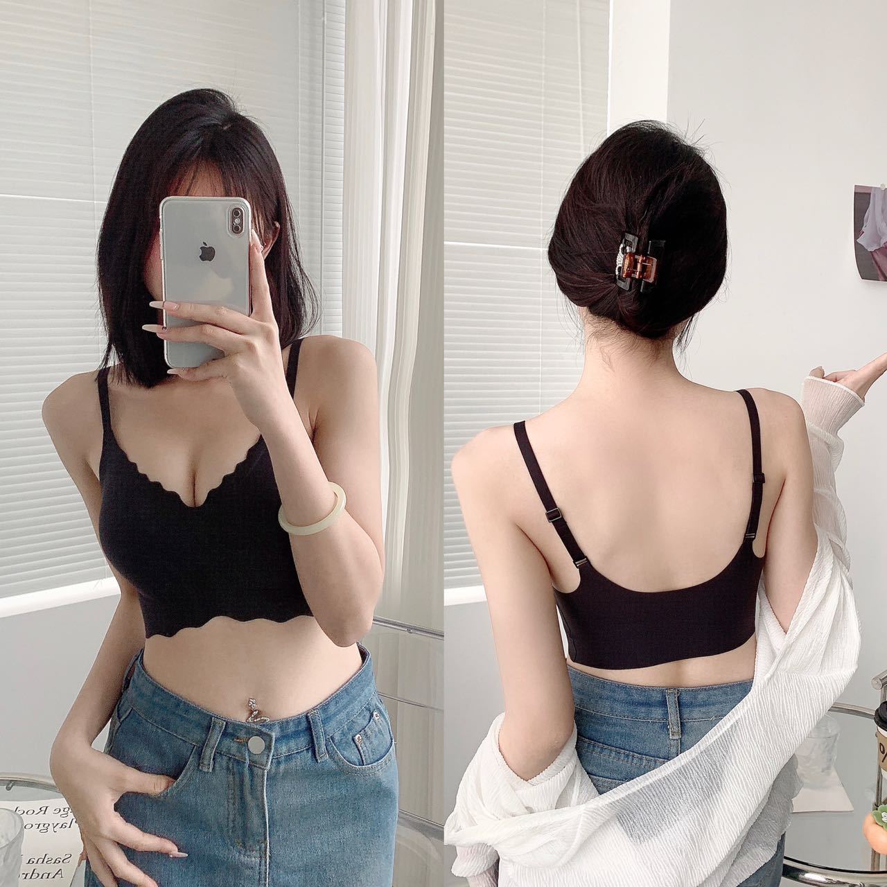 Alta calidad nueva correa fija de la Copa ropa interior sin costuras mujeres Sujetador push up inalámbrico belleza espalda transpirable chica sujetador