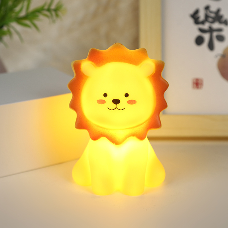新款卡通小獅子小夜燈小象造型地攤貨源玩具LED兒童床頭燈小禮品