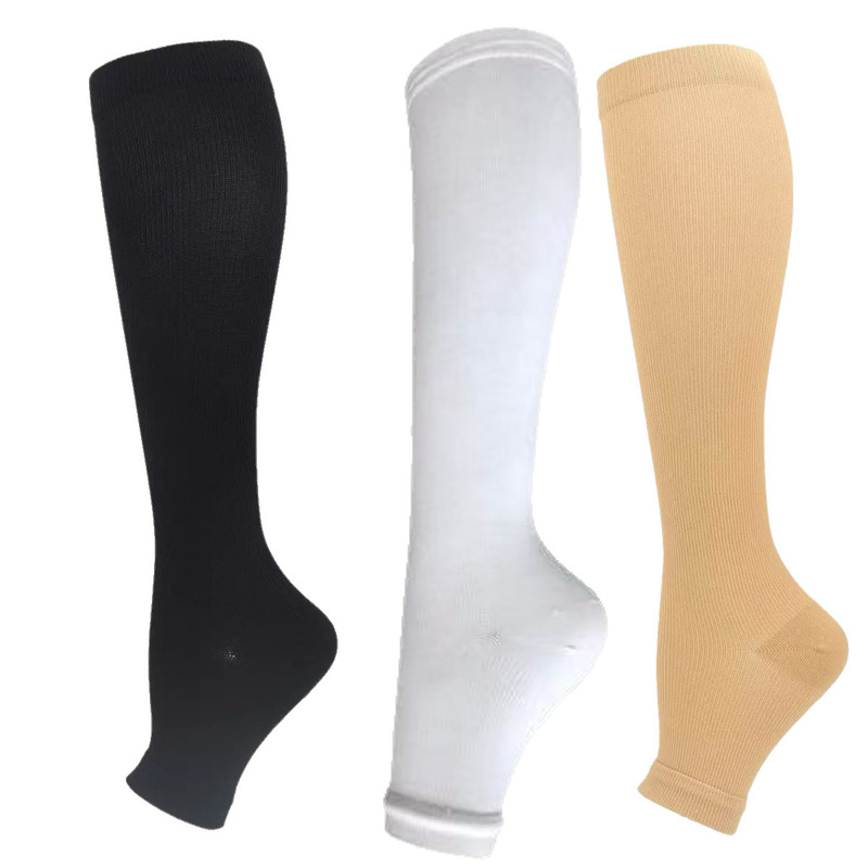 Cross-Border Amazon Hot-Selling Open-Toe Compression Socks for Men and Women, Knee-High Half-Palm Sports Compression Socks, Fitness Socks, Breathable Socks