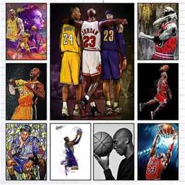 Jordan乔丹kobe科比James詹姆斯球星油画布海报代发帆布画芯挂画