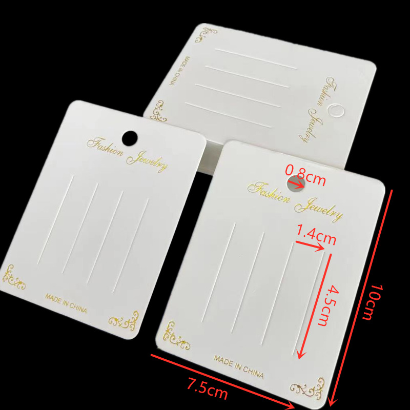 100pcs White Bronzing Clip Card Diy Paper Card Korean Version Jewelry Packaging Card Paper Packaging Bag Headwear Card Wholesale display picture 2