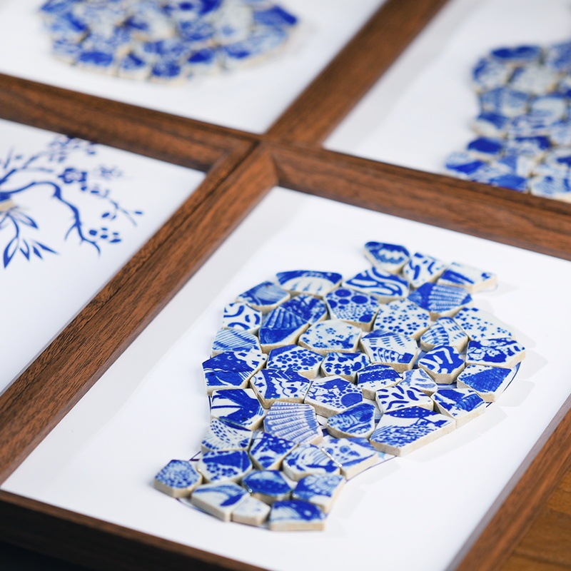 無形文化遺産景徳鎮青と白のセラミック絵画手作り diy 材料パッケージモザイク装飾絵画教師の日ギフト活動|undefined