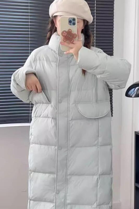 Down Jacket Women's Mid-Length Over-The-Knee 2025 Autumn and Winter Korean Style Stand-Up Collar Loose White Duck down Jacket Down Jacket Women's Mid-Length Over-The-Knee 2025 Autumn and Winter Korean Style Stand-Up Collar Loose White Duck down Jacket