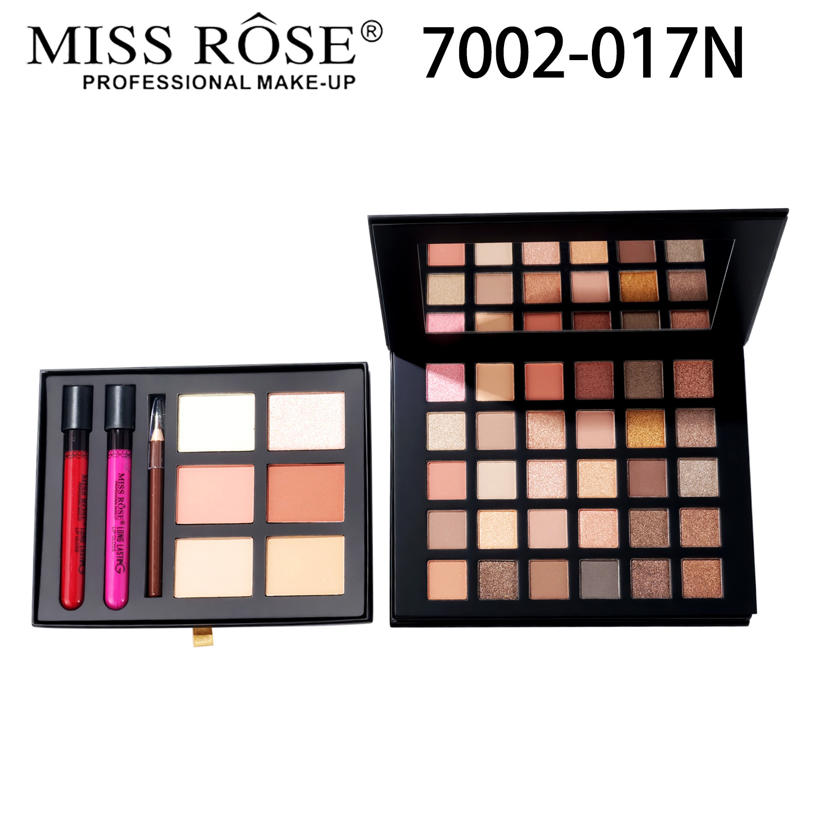 MISS ROSE cross-border eyeshadow polvo de blush de alto brillo bandeja de maquillaje con cajón de espejo caja de maquillaje retráctil