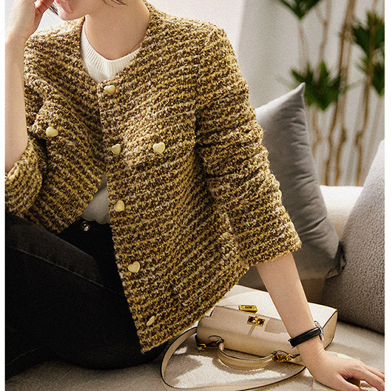 Woolen spring elegant demi-season short jacket