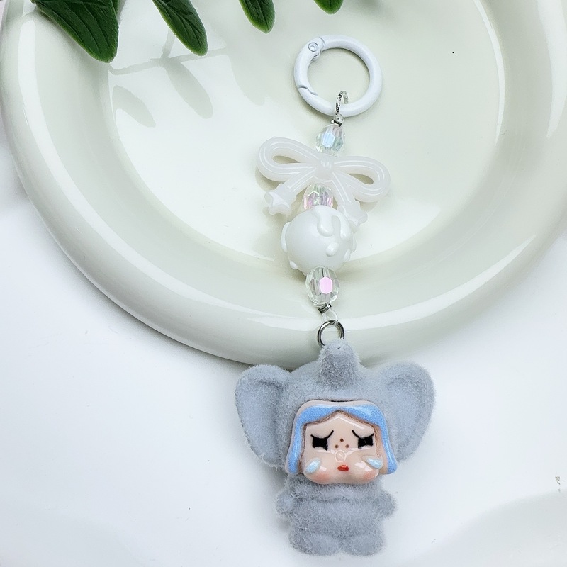 跨境哭娃植绒大象鼻子萌粒盲盒树脂眼泪娃娃公仔钥匙扣包包挂饰件|undefined
