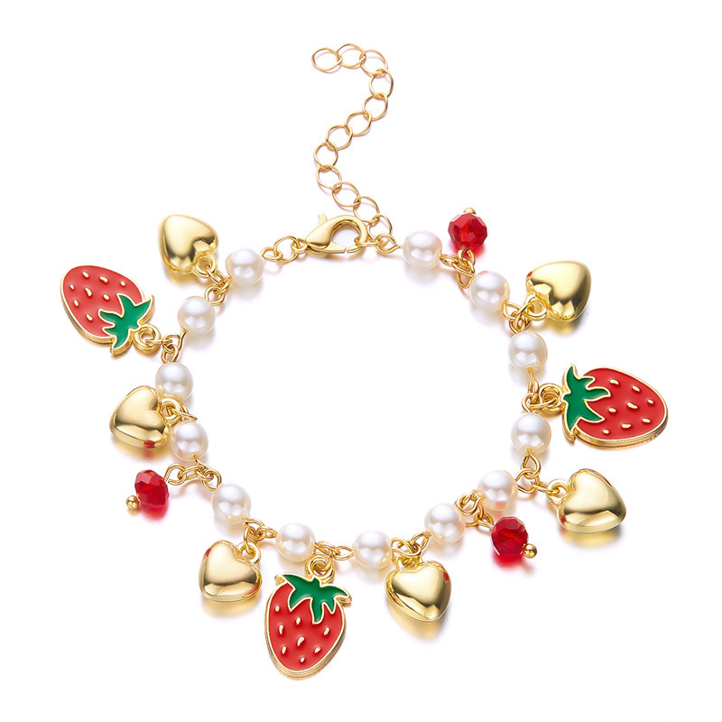 Elegantes Perlenarmband Mit Kristall Früchte Anhänger_voghion.com