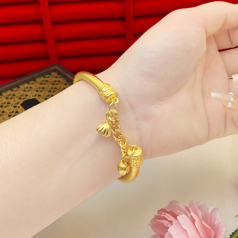 Moda nacional estilo antiguo dos amantes del mundo pulsera de loto Vietnam arena oro Lotus dosel pulsera brillante tótem boda vivo popular