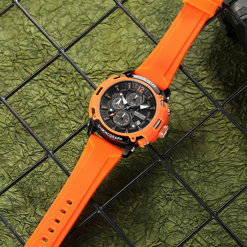 MEGIR nueva tendencia de la moda de los hombres multifunción calendario luminoso impermeable reloj deportivo estudiante al por mayor