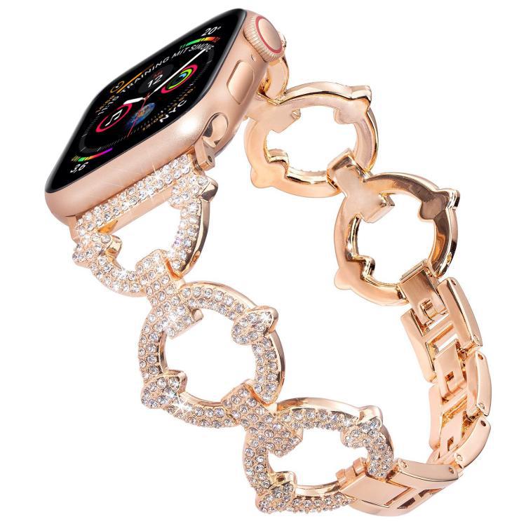 Correa de reloj de Apple con diamantes en forma de O para Apple Watch 38 - 49mm pulseras de metal de moda femenina
