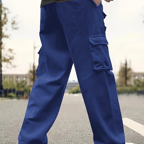 Men's American/European Size Multi-Pocket Work Pants Casual Sport Loose Casual Running Pants