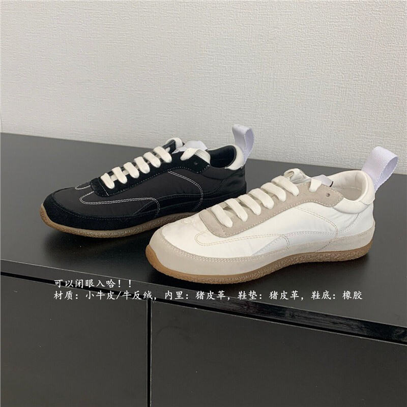Ec Series! Retro Aesthetic Calfskin Round-Toe Low-Top German Training Casual Sneakers for Women, White Shoes for Spring and Summer Ec Series! Retro Aesthetic Calfskin Round-Toe Low-Top German Training Casual Sneakers for Women, White Shoes for Spring and Summer