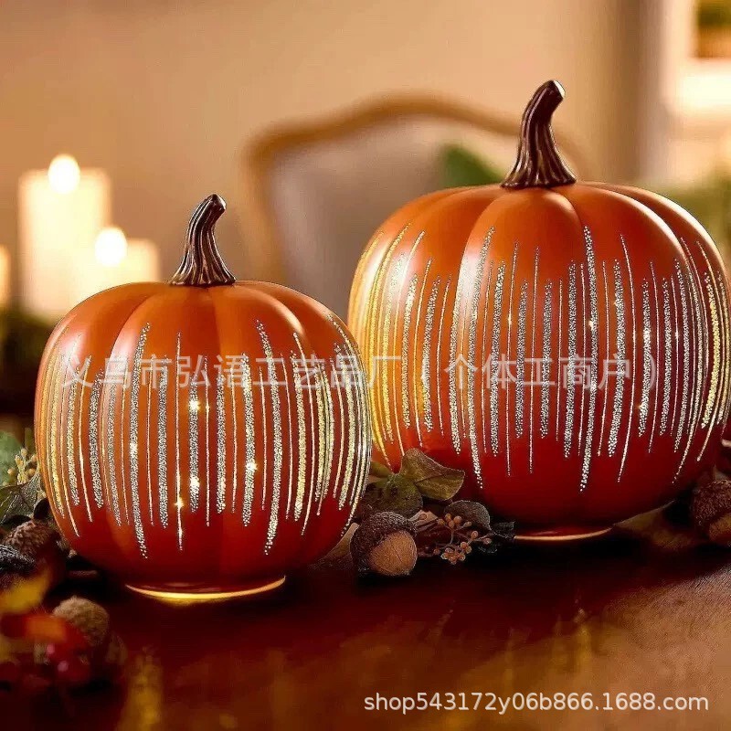 Twinkle Light Pumpkins 闪闪发光的南瓜万圣节装饰摆件|undefined