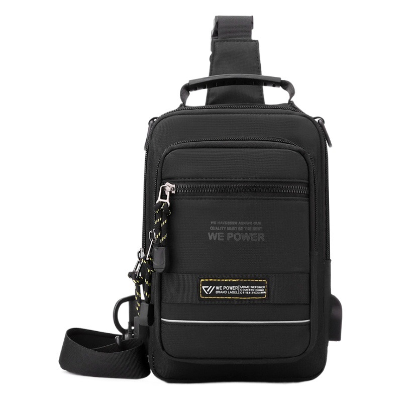 WEPOWER nuevos hombres bolsa de pecho multifuncional hombro al aire libre bolsa de mensajero USB recargable bolsa de pecho bolsa de deporte