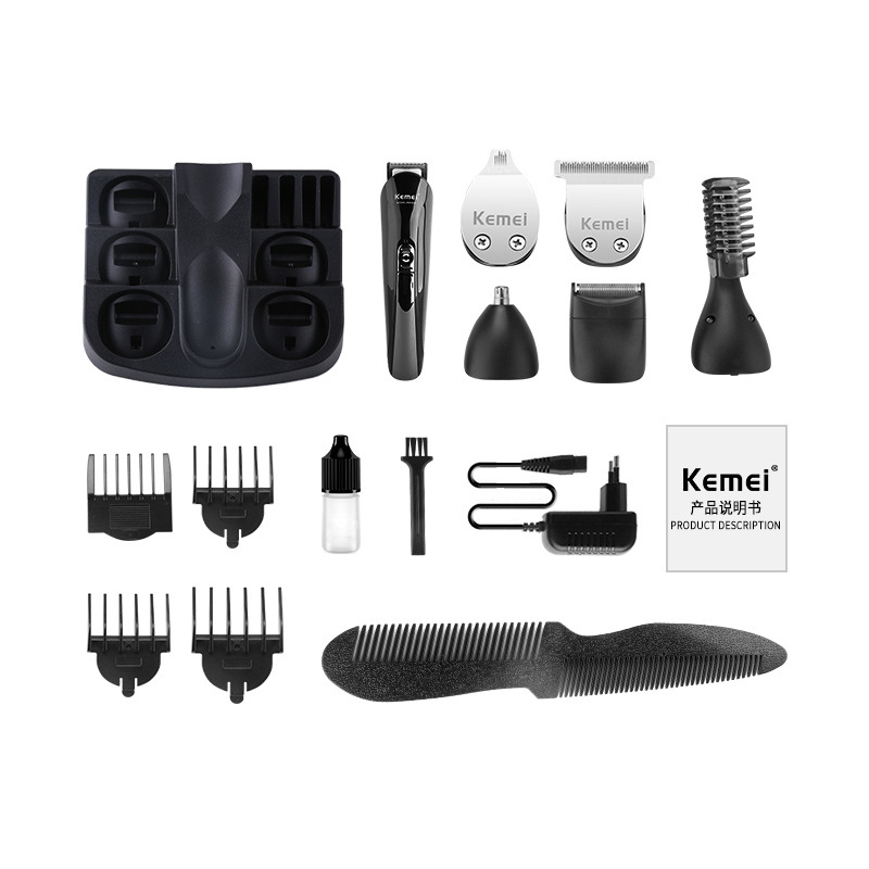 Cortadora de pelo Kemei/Kemei, recortadora de vello nasal, cuchilla multifuncional, juego lavable, cortadora eléctrica seis en uno