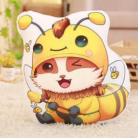 二次元动漫周边双面毛绒抱枕小蜜蜂提莫可来图批发一件代发
