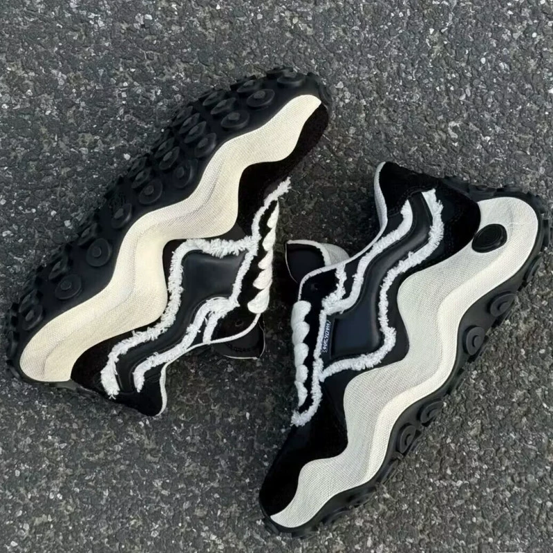 У Цзяньхао с тем же цветом, что и кисточка, волнообразная толстая подошва, чтобы увеличить обувь отца, немецкое обучение, повседневная спортивная обувь, мужская и женская хлебная обувь