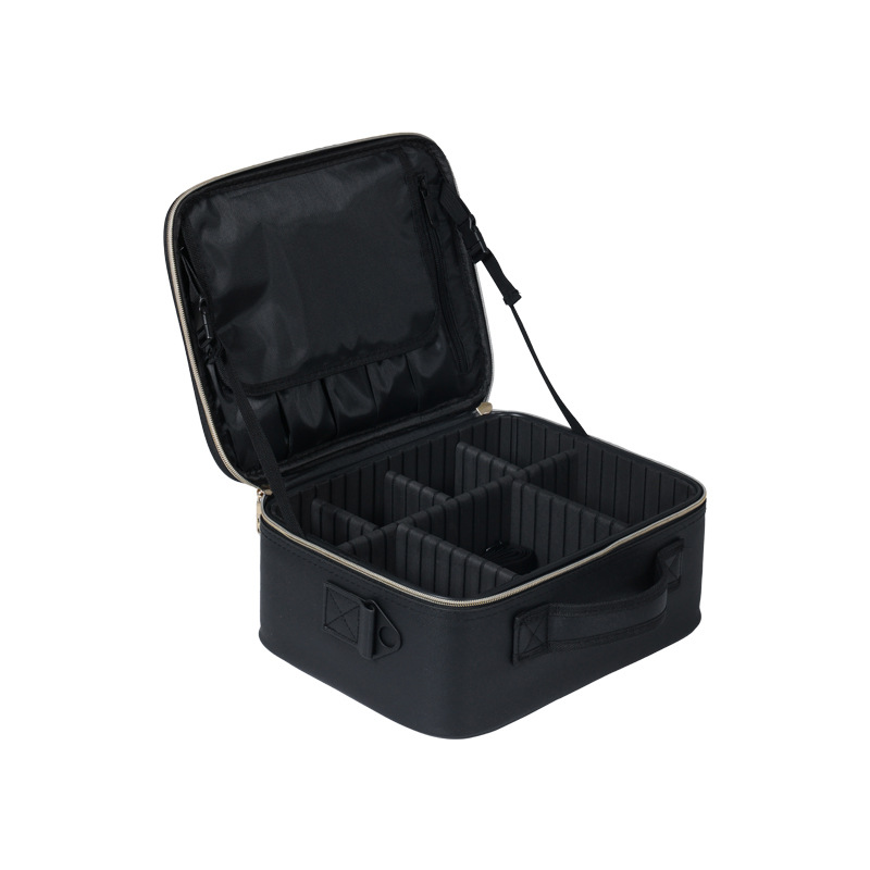 Bolsa de almacenamiento de pinceles de maquillaje de venta directa de fábrica, bolsa de cosméticos de gran capacidad y alto valor de tamaño completo multicolor, caja de cosméticos que se puede levantar