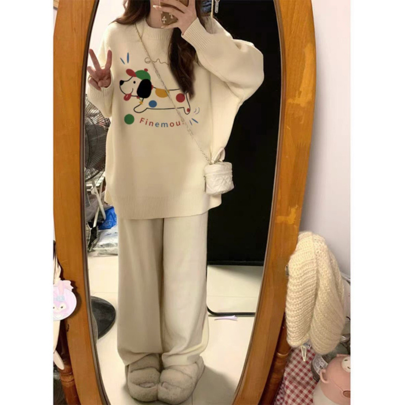 수유 상의 가을 겨울 캐주얼 루즈 슬림 드롭 숄더 슬리브 솔리드 컬러 니트 긴팔 산후 수유복 여성용 정장