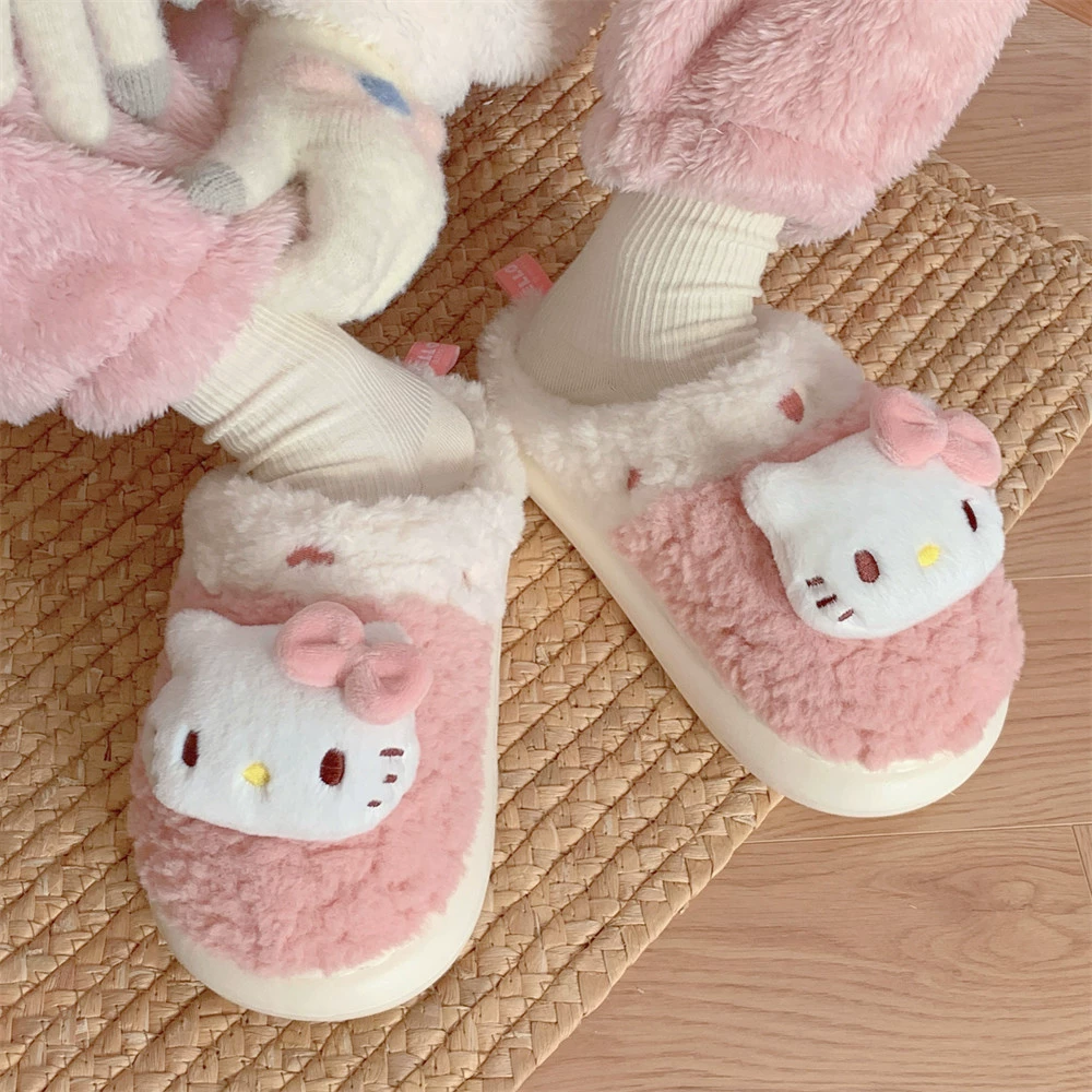Сланцы Hello Kitty демисезонные плюшевые, мягкая подошва, комфорт для беременности (размеры 36–41)