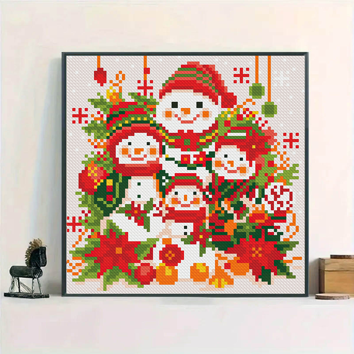 Nuevo estilo transfronterizo Mona Lisa real punto de cruz Navidad muñeco de nieve entrada decoración de dormitorio punto de cruz bordado de piezas pequeñas image 6