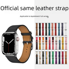 適用AppleWatch蘋果錶帶1234567/se小牛皮真皮錶帶iwatch手錶帶