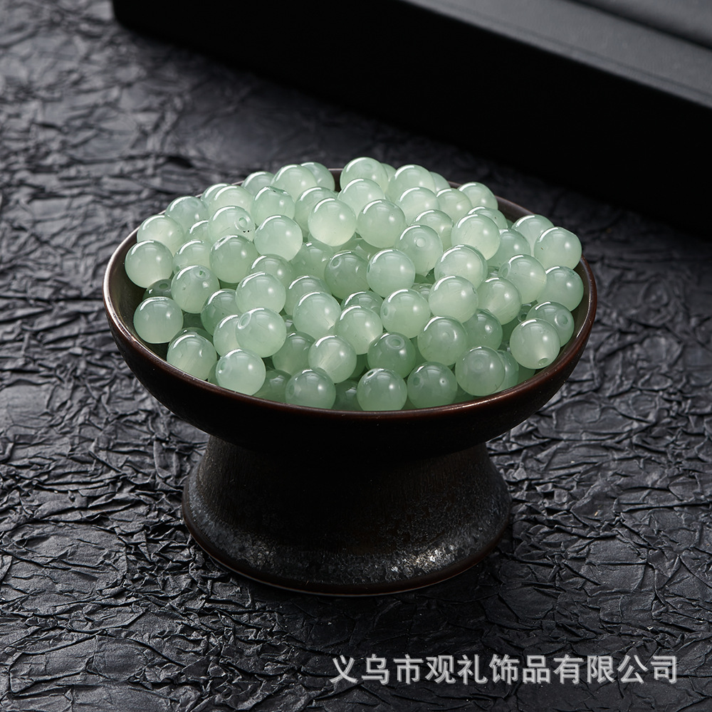 Primavera y verano imitación de cristal imitación de jade natural de 8mm de color sólido perlas de vidrio perlas diy accesorios de pulsera perlas sueltas