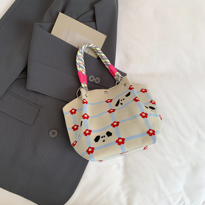 Bolsa de impresión coreana de niña nicho bolso de cubo de diseño diario versátil bolso de mano para estudiantes de viaje diario