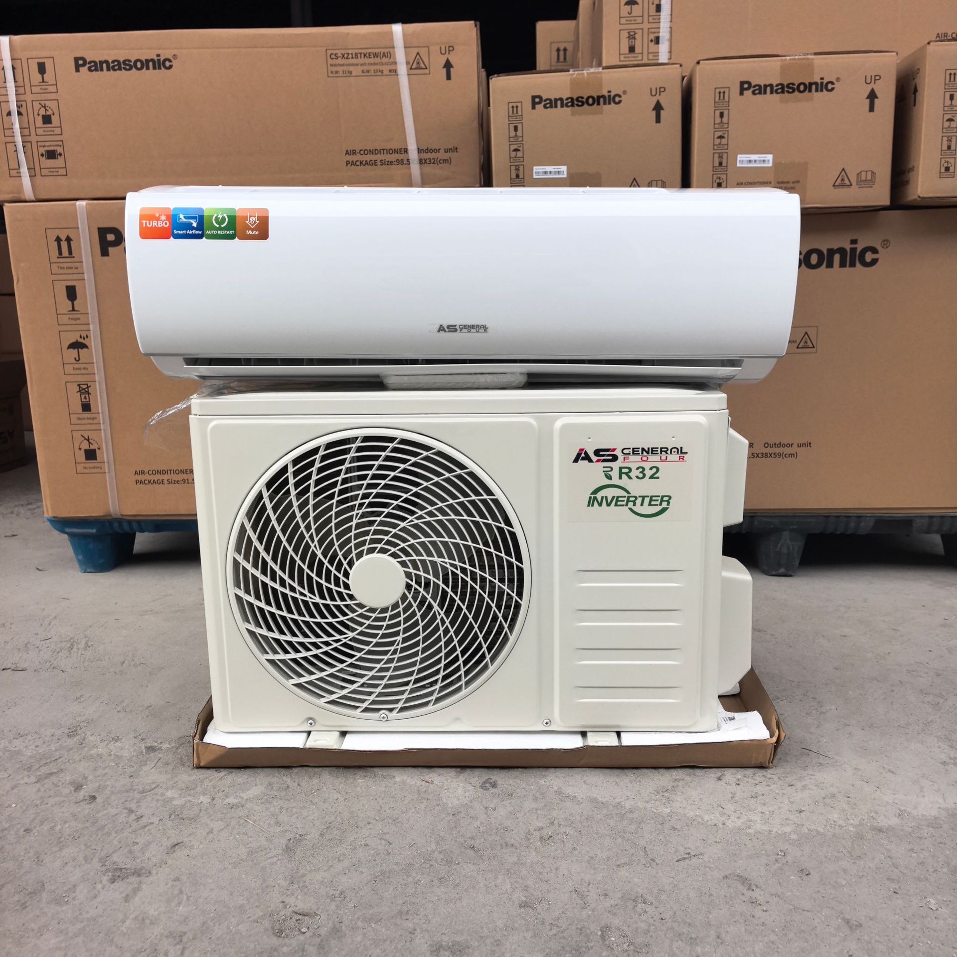 Eksport darajasidagi devorga o'rnatiladigan konditsioner, 12000BTU, 1.5 HP, 220V/50Hz, inverter turi (sovutish va isitish).