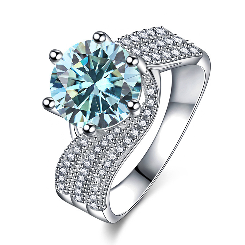 Anillo de diamante de diamante de plata esterlina 925 5 quilates, anillo de regalo de cumpleaños para la novia.