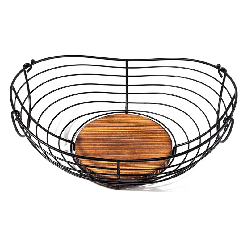 Nórdico plato de fruta creativo transfronterizo sala de estar gancho multicapa plato de fruta de madera de hierro simple plato de fruta de almacenamiento cesta de plátano