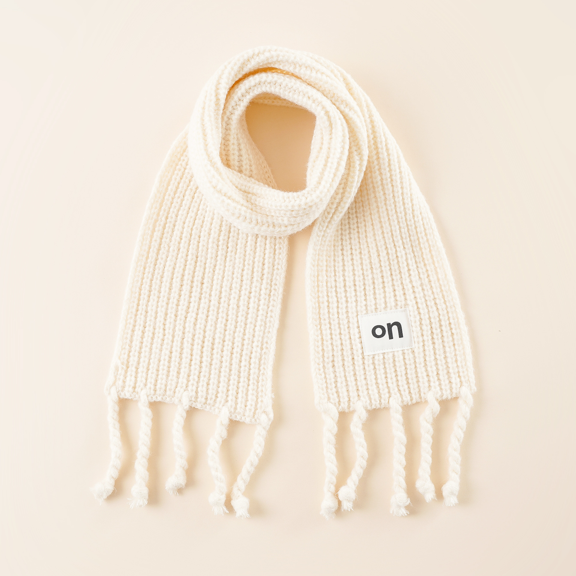 Bufanda para niños color sólido etiqueta de tela borla Cachemira-como bebé bufanda larga Otoño e Invierno lindo niños y niñas bufanda caliente