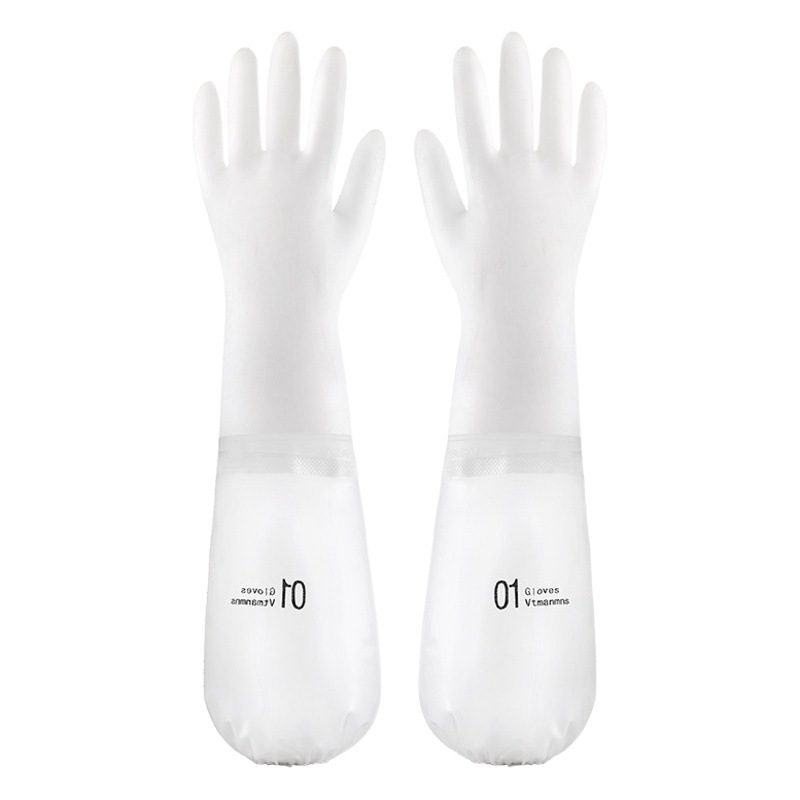 Guantes de goma para lavar platos de limpieza al por mayor guantes de lavandería cocina durable látex forrado de lana gruesa impermeable guantes domésticos
