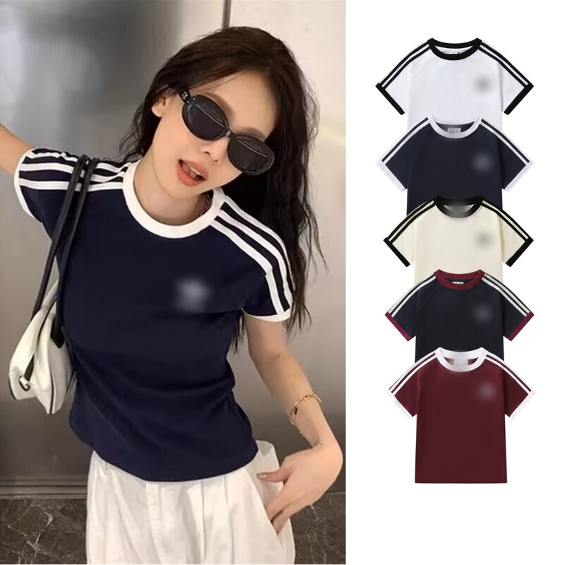 A Brand's Original European and American Trendy Brand, Classic Embroidered Logo Pure Cotton Women's Round Neck Short-Sleeve T-Shirt