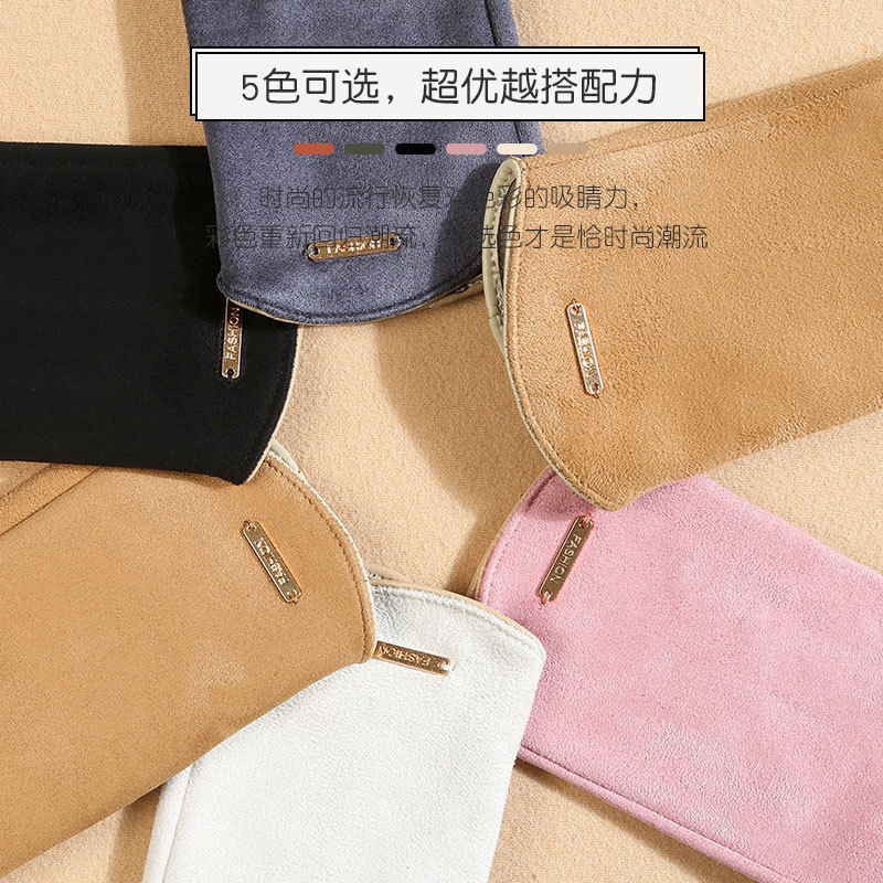 男の女性のスエードのベルベットの秋冬のベルベットの厚い保温の韓国版の百合は電車の防寒のタッチパネルに乗って手袋を分けます。|undefined