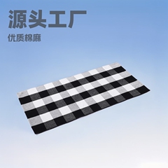 源工場白黒格子クロスボーダー綿糸編み赤黒格子玄関マットカーペット綿麻格子キッチン