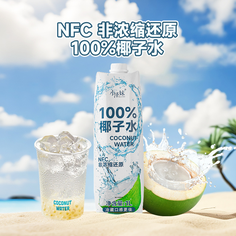 海南椰子水100%纯椰子水非浓缩还原0添加1升大瓶商用孕妇椰子鸡汤