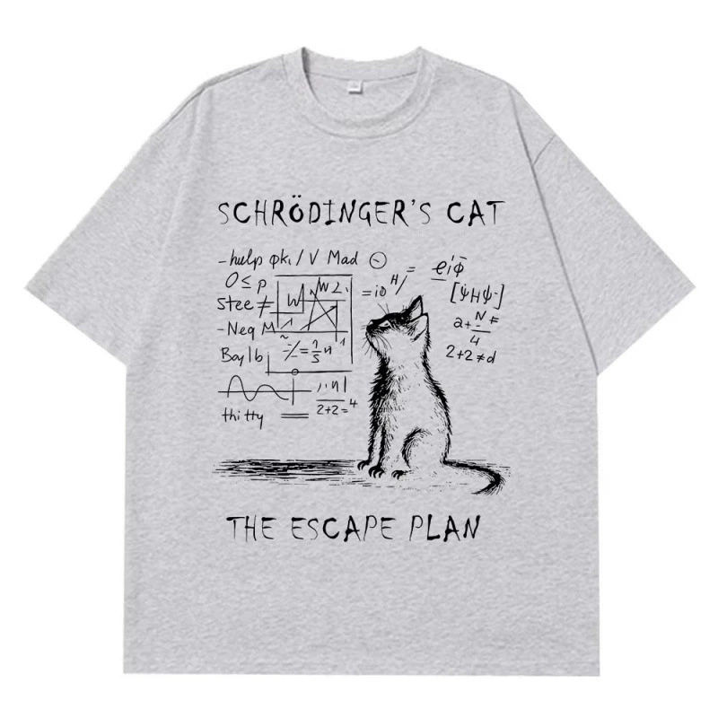 Футболка Ouma с принтом Schrödinger's Cat, чистый хлопок, унисекс S–XXXL