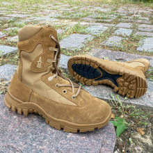 新式棕色火靴牛皮训练靴高帮防穿刺沙漠耐磨户外靴男战靴男款超轻