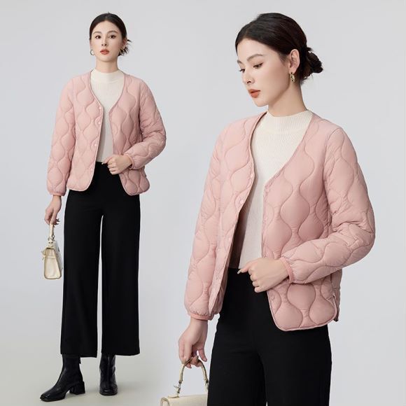 2025 新秋冬羽绒棉服V领轻薄棉衣女短款妈妈保暖修身棉袄内胆外套|undefined