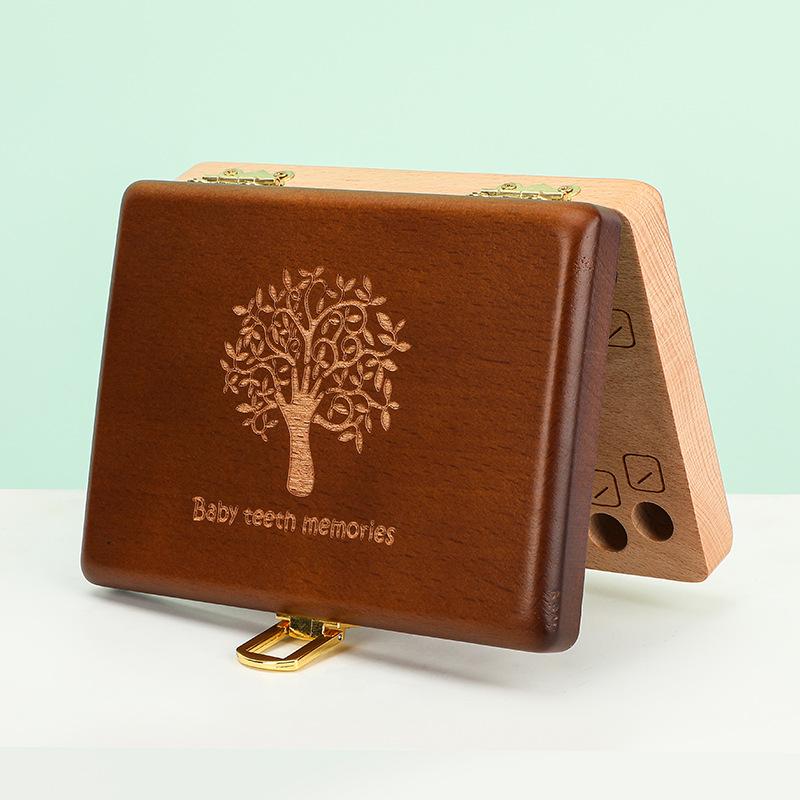 Caja de almacenamiento de dientes de leche para niños, caja de recuerdos de madera personalizada para niños y niñas, caja de colección de cordón umbilical y pelo lanugo para bebés