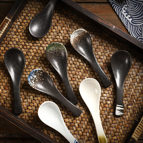 Cross-border ceramic spoon creative household spoon rice spoon Japanese cuisine restaurant hotel hotel spoon manufacturer wholesale