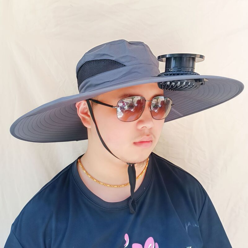 ソーラーファン付き帽子、一体型釣り帽子、男性用アウトドア登山帽子、ファン付き帽子、600mAh、スチールリング付き|undefined