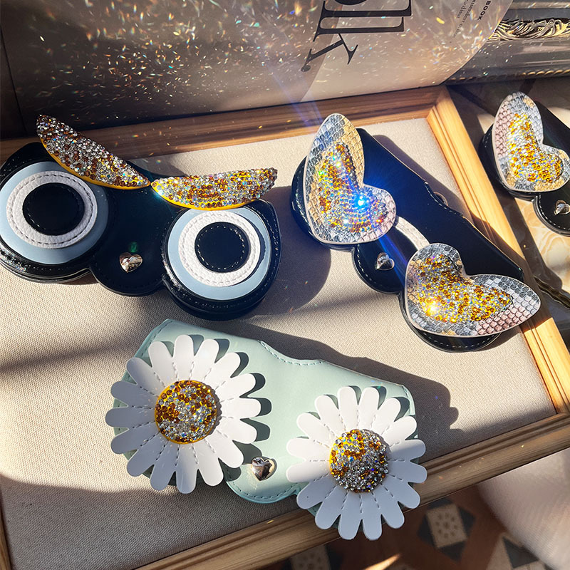 Gafas lindas incrustadas en diamantes clip ins gafas de sol de moda bolsa portátil gafas de sol caso cubierta protectora para hombres y mujeres bolsa adornos