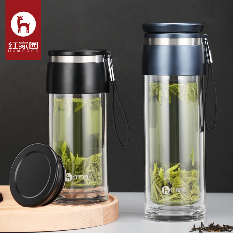 Transparent glass modern handheld strap, small tea, 280 ml