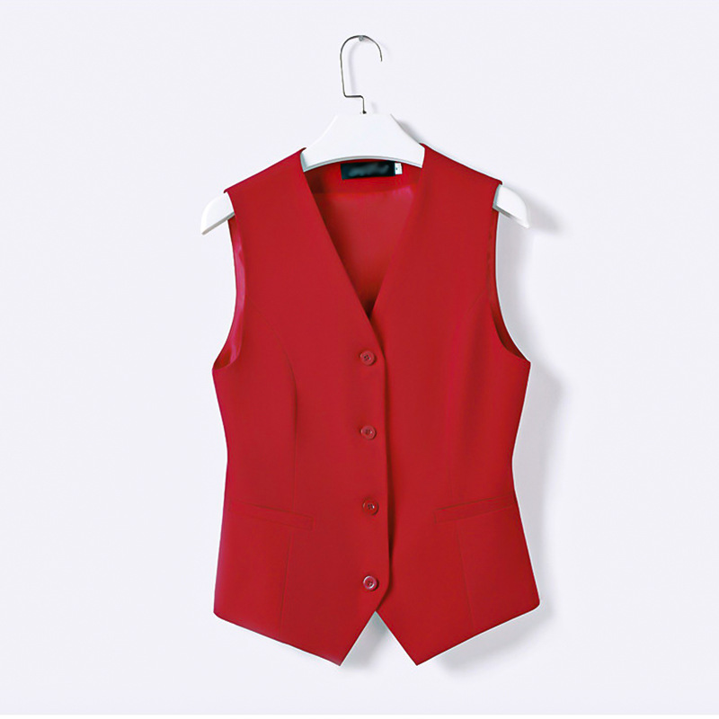 Chaleco rojo de las mujeres traje otoño e invierno nuevo elegante negocio desgaste formal Chaleco Corto empresa trajes bancarios