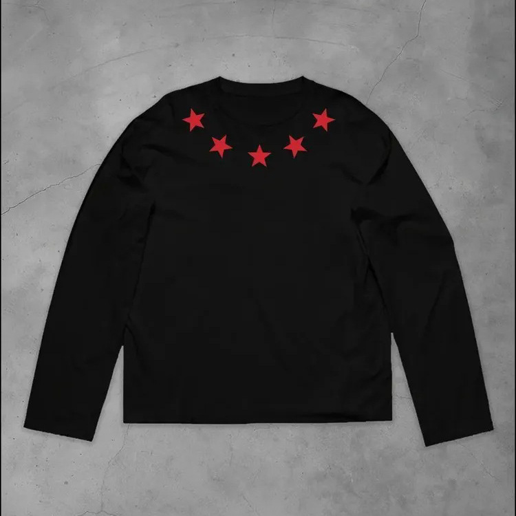 Pure cotton long-sleeve European and American style trendy brand cartoon t-shirt for women, new niche design Pure cotton long-sleeve European and American style trendy brand cartoon t-shirt for women, new niche design
