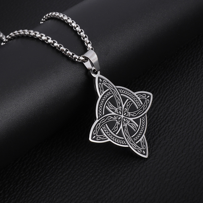 Protection Talisman Jewelry Men's New Vintage Viking Irish Celtic Knot Trendy Pendant Stainless Steel Slavic Amulet Necklace_voghion.com