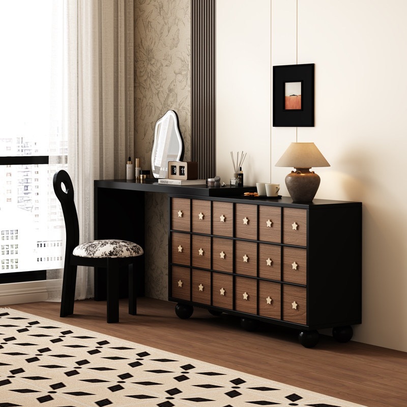 Fábrica directa de estilo medieval梳妆台 dormitorio moderno 2026 nuevo armario en una mesa de maquillaje dormitorio principal de madera sólida
